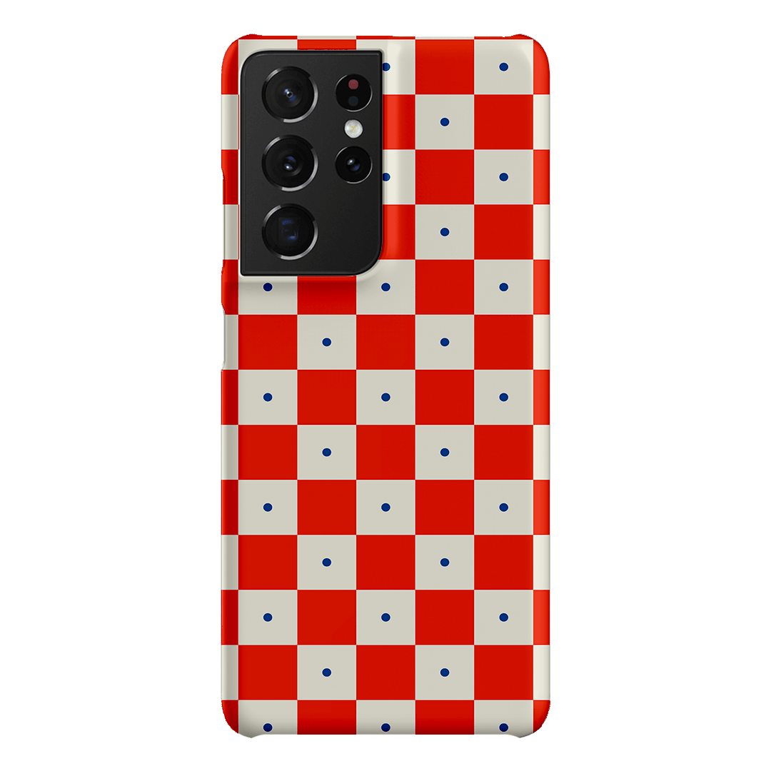 Checkers Scarlet with Cobalt Matte Case Matte Phone Cases Samsung Galaxy S21 Ultra / Snap by The Dairy - The Dairy