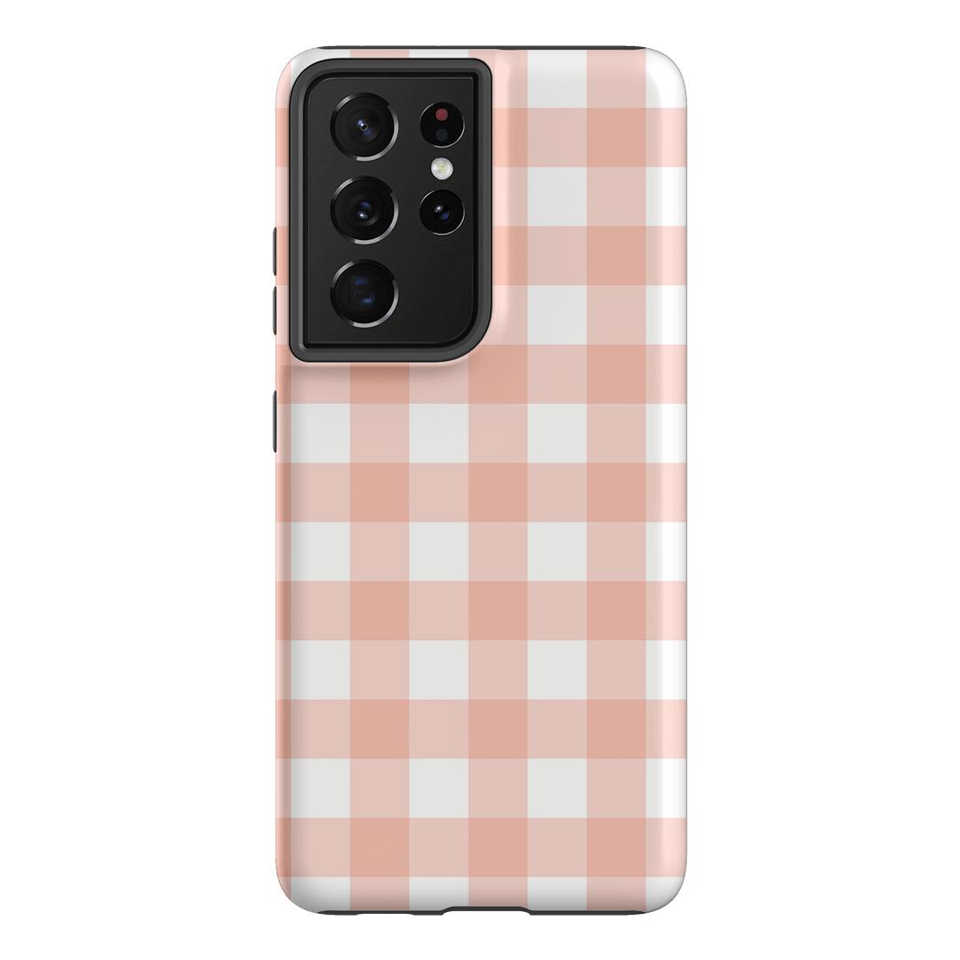 Gingham in Blush Matte Case Matte Phone Cases Samsung Galaxy S21 Ultra / Armoured by The Dairy - The Dairy