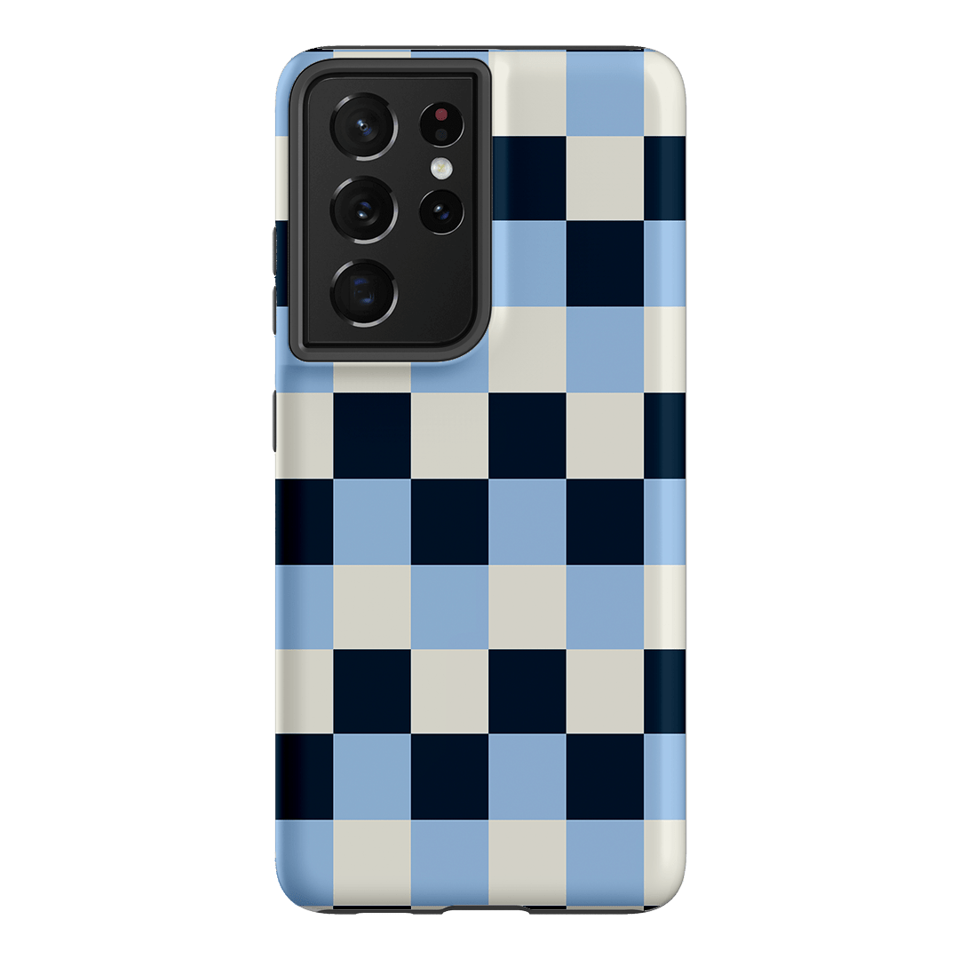 Checks in Blue Matte Case Matte Phone Cases Samsung Galaxy S21 Ultra / Armoured by The Dairy - The Dairy