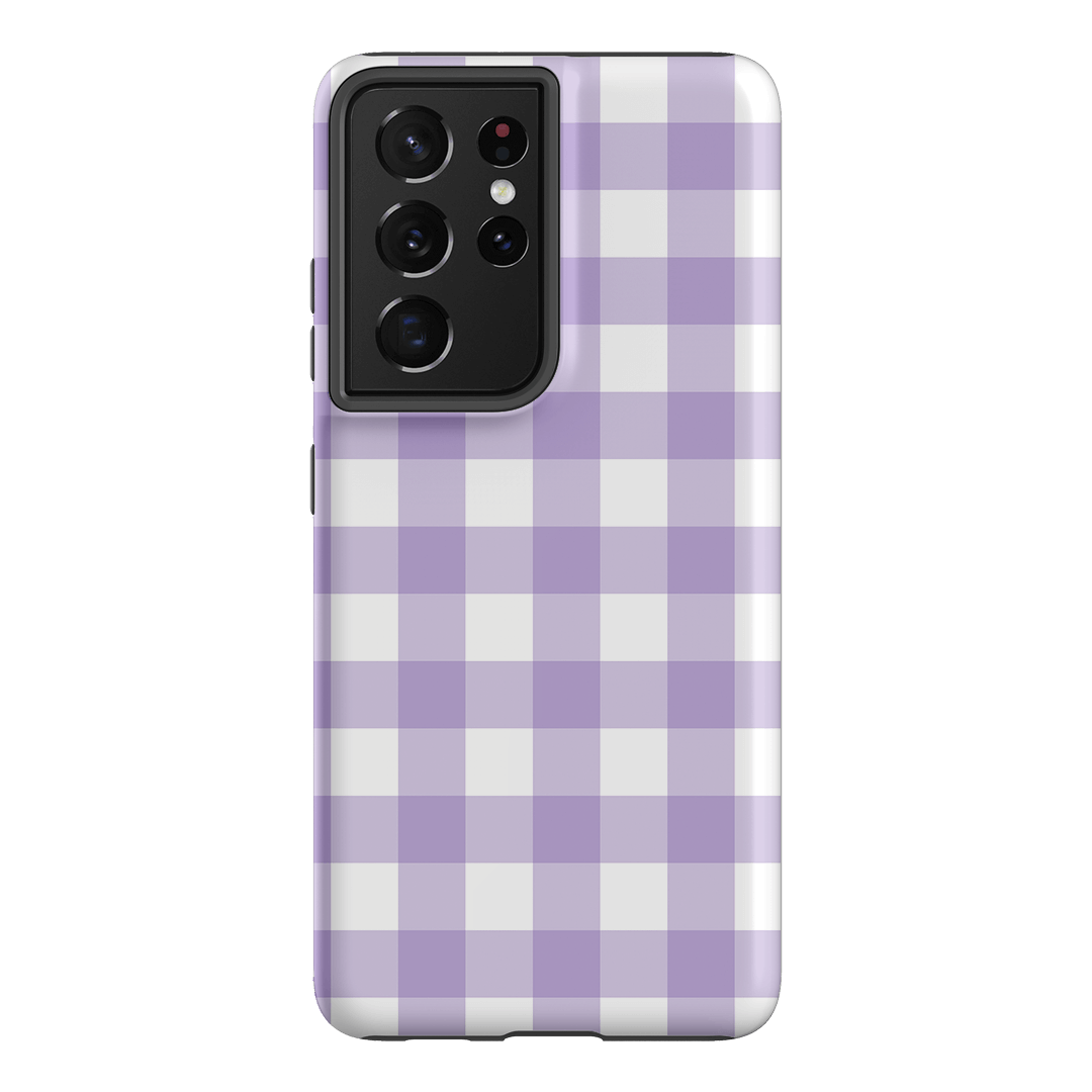 Gingham in Lilac Matte Case Matte Phone Cases Samsung Galaxy S21 Ultra / Armoured by The Dairy - The Dairy