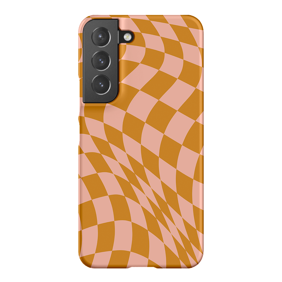 Wavy Check Orange on Blush Matte Case Matte Phone Cases Samsung Galaxy S22 / Snap by The Dairy - The Dairy
