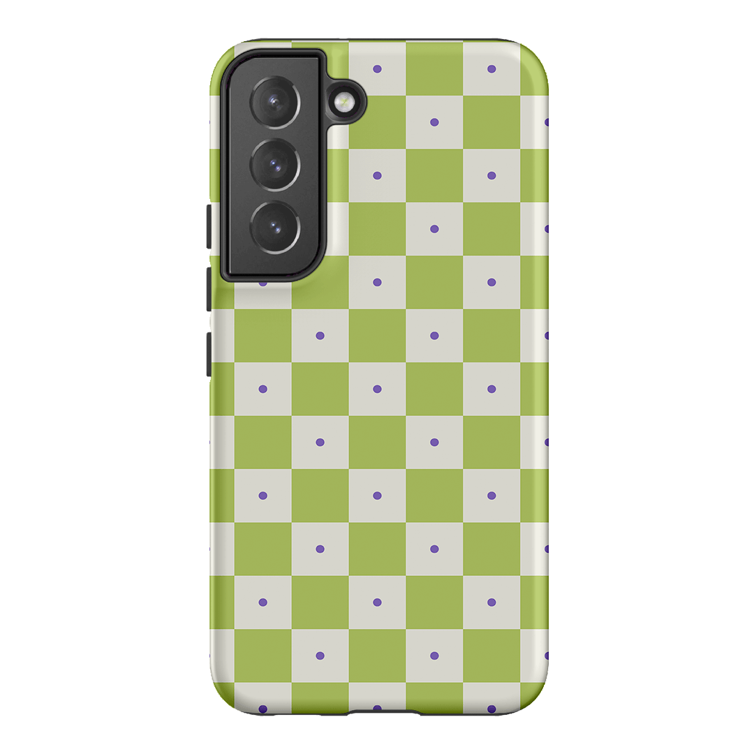 Checkers Lime with Lilac Matte Case Matte Phone Cases Samsung Galaxy S22 / Armoured by The Dairy - The Dairy