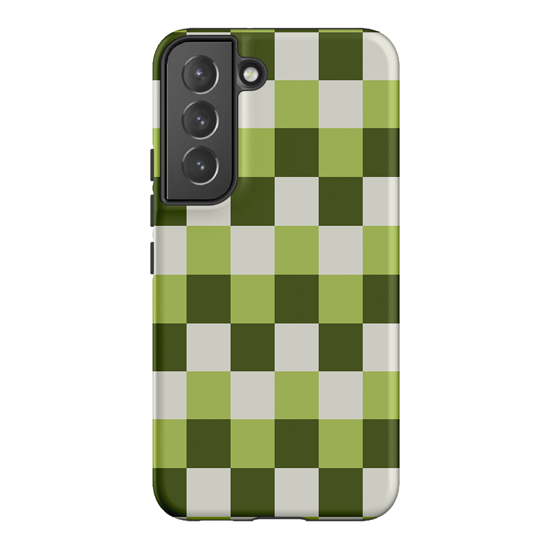 Checks in Green Matte Case Matte Phone Cases Samsung Galaxy S22 / Armoured by The Dairy - The Dairy