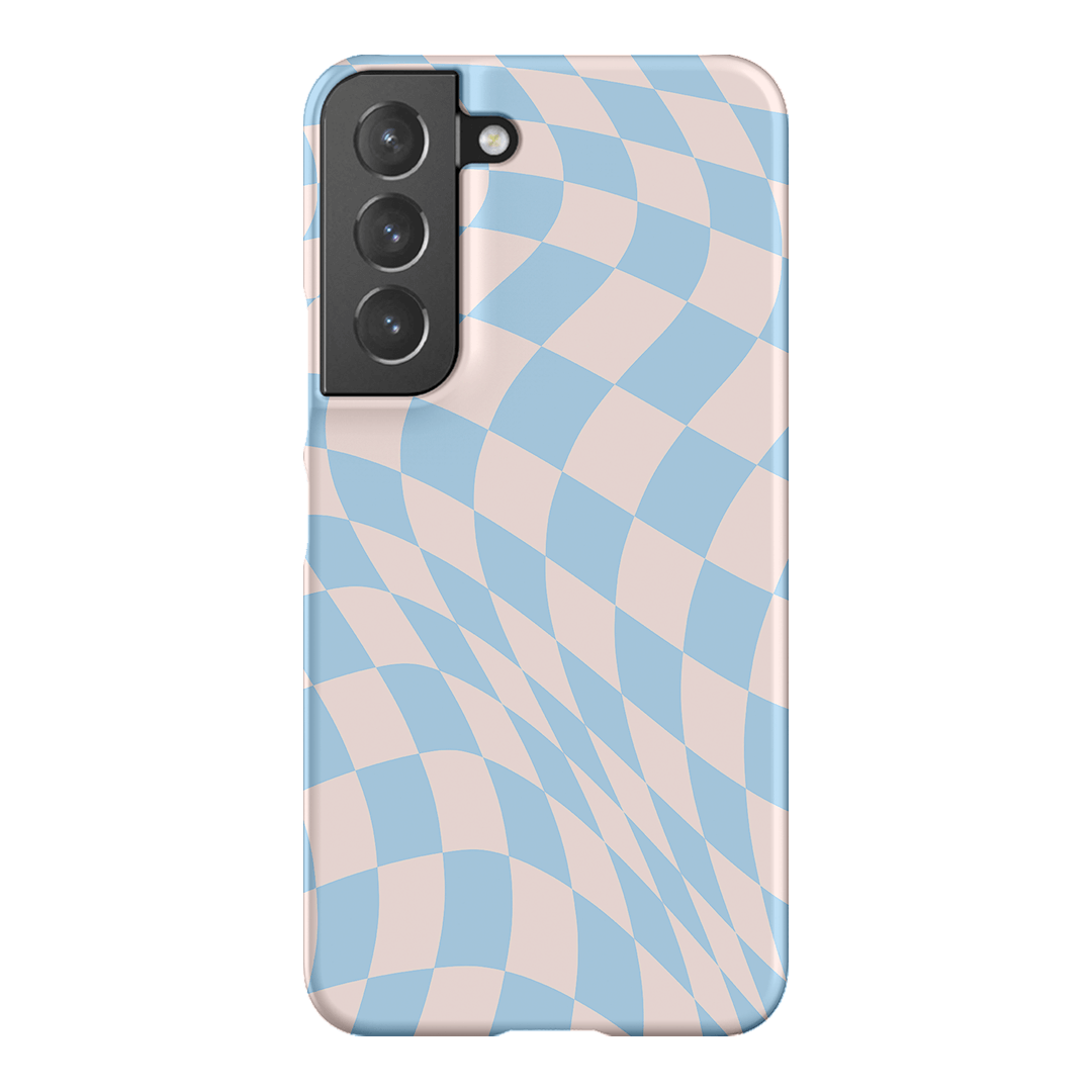 Wavy Check Sky on Light Blush Matte Phone Cases Samsung Galaxy S22 Plus / Snap by The Dairy - The Dairy