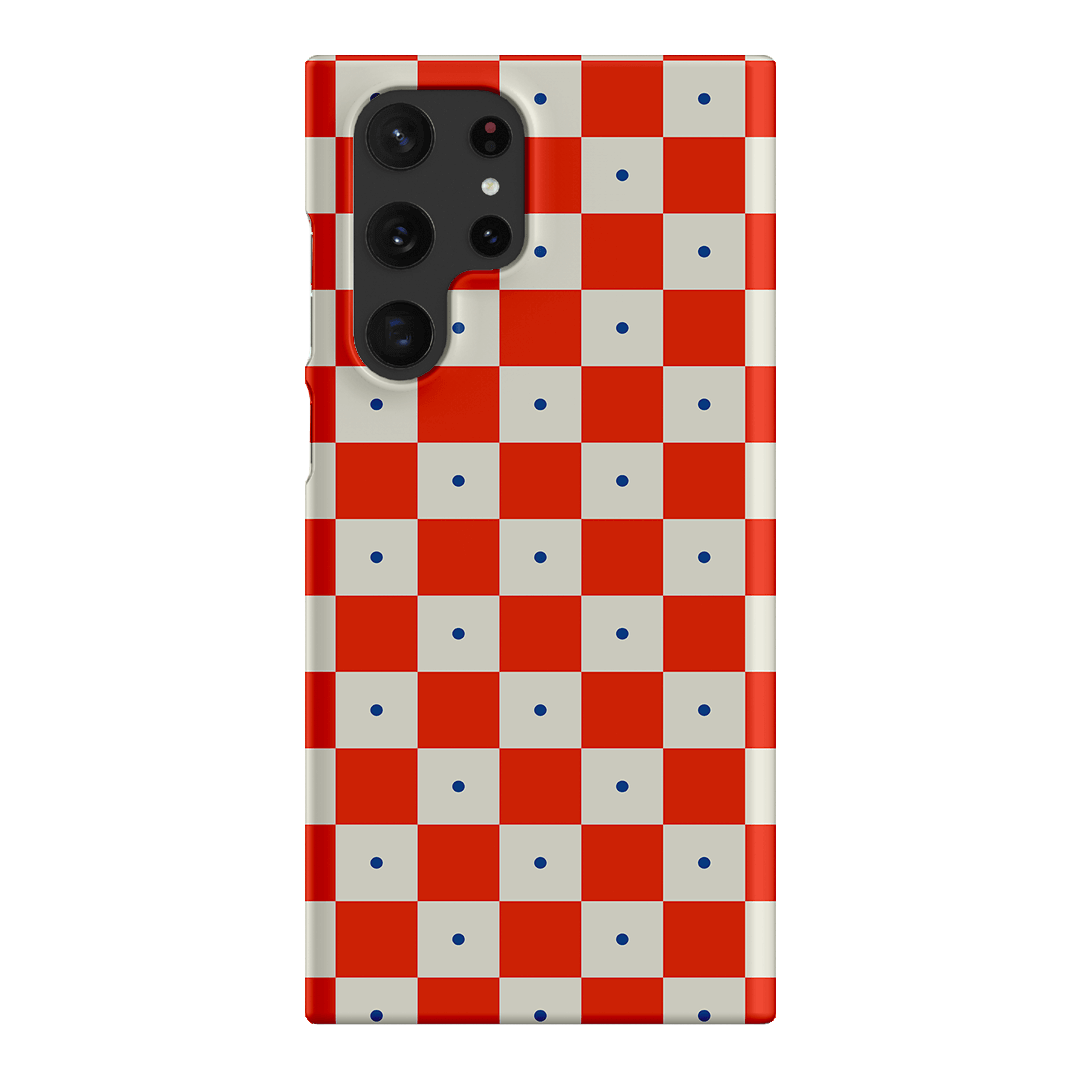 Checkers Scarlet with Cobalt Matte Case Matte Phone Cases Samsung Galaxy S22 Ultra / Snap by The Dairy - The Dairy