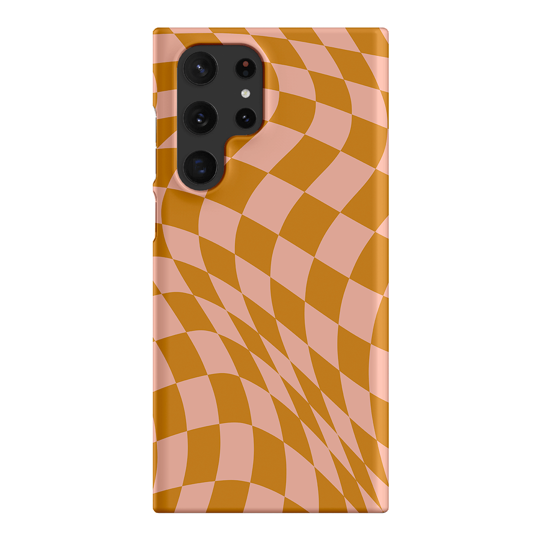 Wavy Check Orange on Blush Matte Case Matte Phone Cases Samsung Galaxy S22 Ultra / Snap by The Dairy - The Dairy