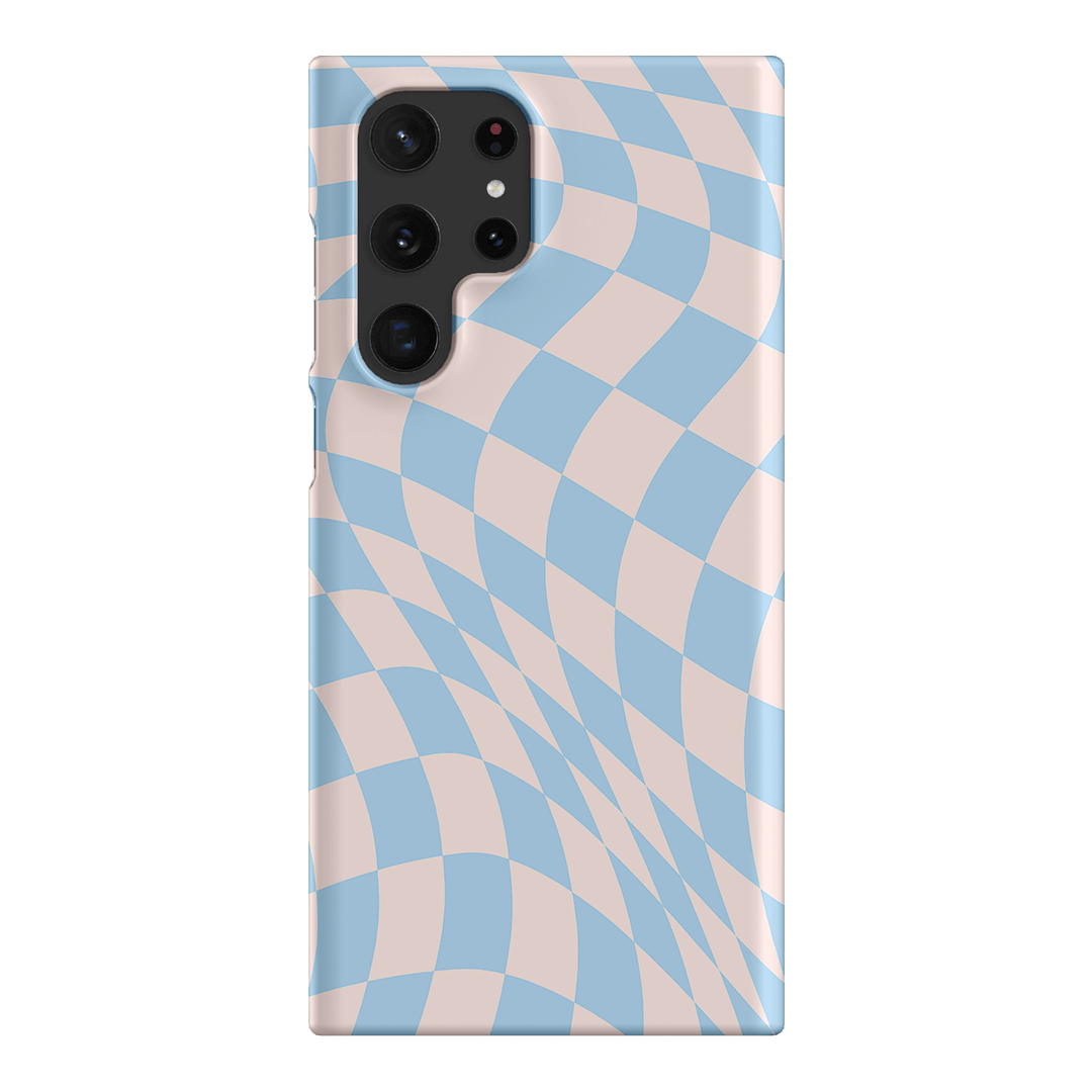 Wavy Check Sky on Light Blush Matte Phone Cases Samsung Galaxy S22 Ultra / Snap by The Dairy - The Dairy