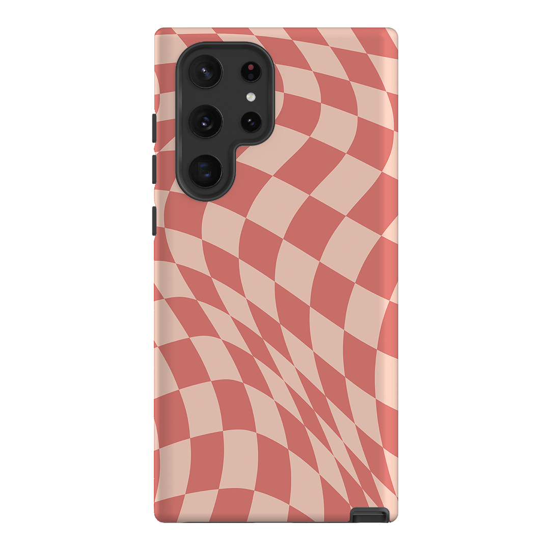 Wavy Check Blush on Blush Matte Case Matte Phone Cases Samsung Galaxy S22 Ultra / Armoured by The Dairy - The Dairy