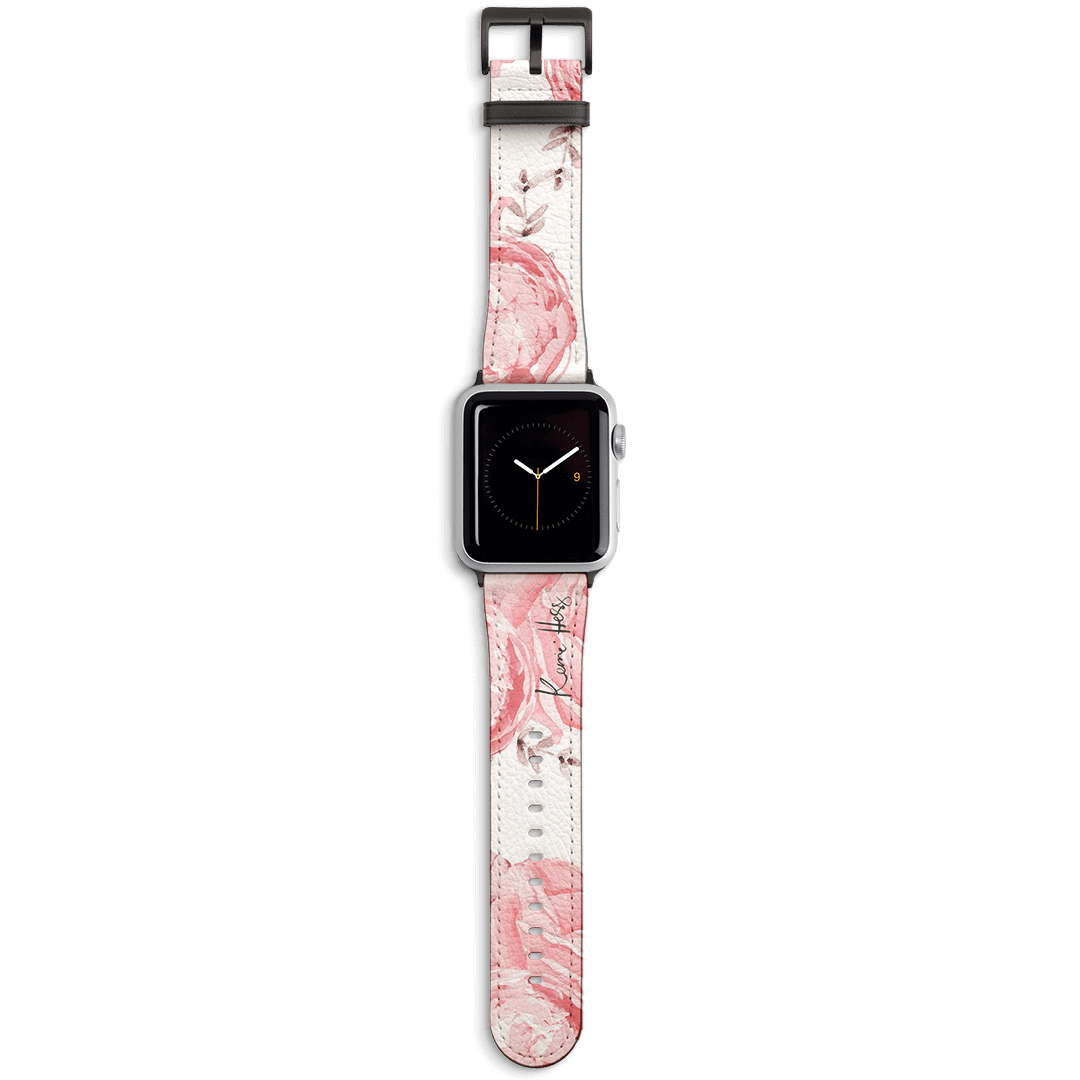 Peony Rose Apple Watch Band Watch Strap 38/40 MM Black by Kerrie Hess - The Dairy