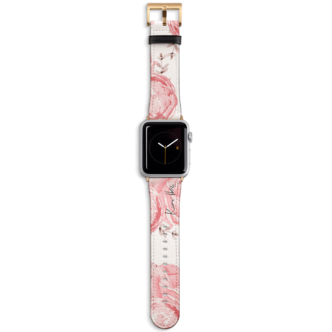 Peony Rose Apple Watch Band Watch Strap 38/40 MM Gold by Kerrie Hess - The Dairy
