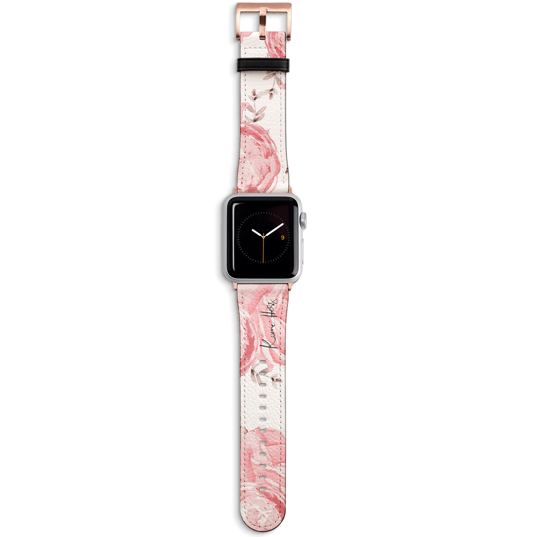 Peony Rose Apple Watch Band Watch Strap 42/44 MM Rose Gold by Kerrie Hess - The Dairy