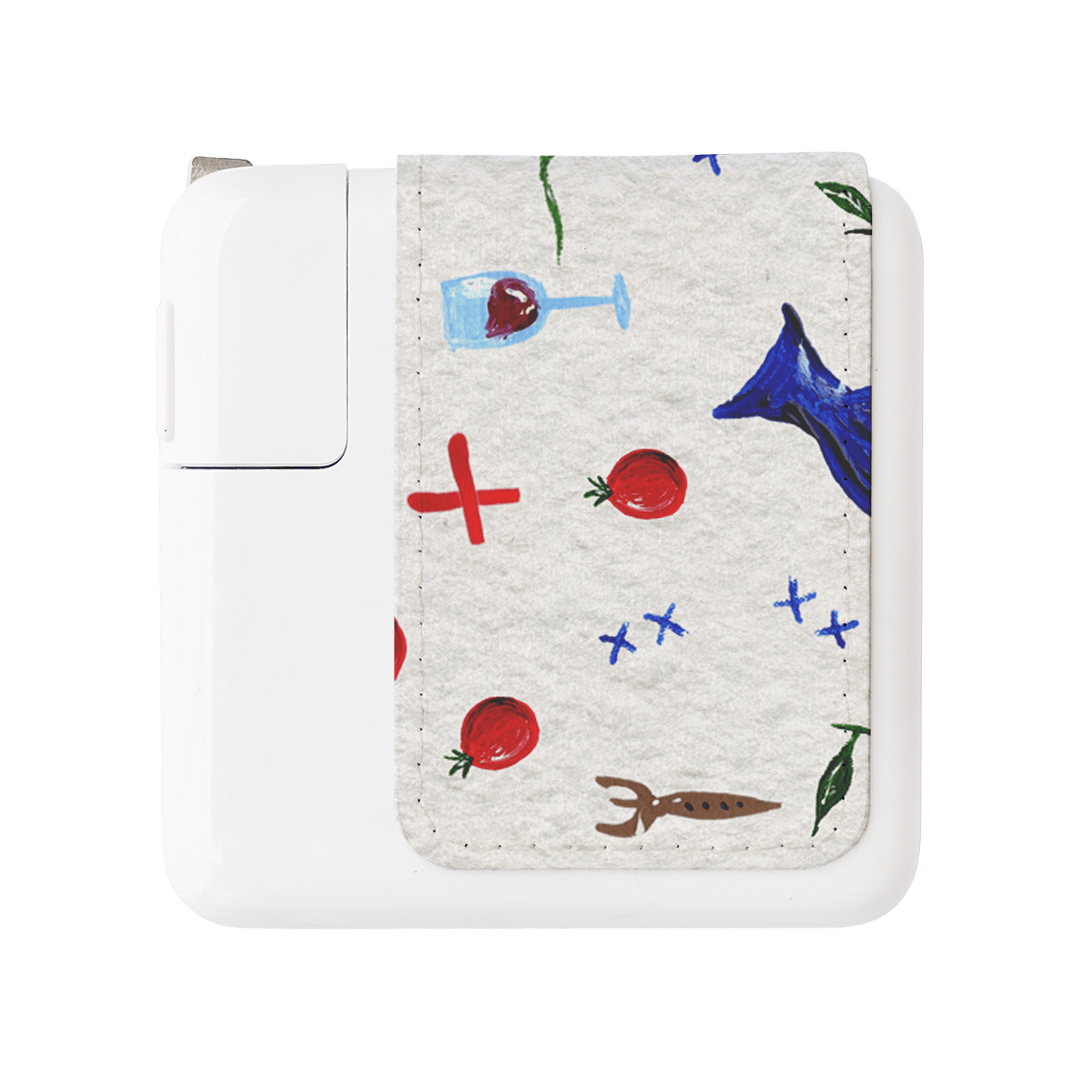 Pasta Party Power Adapter Skin Power Adapter Skin Small by BG. Studio - The Dairy