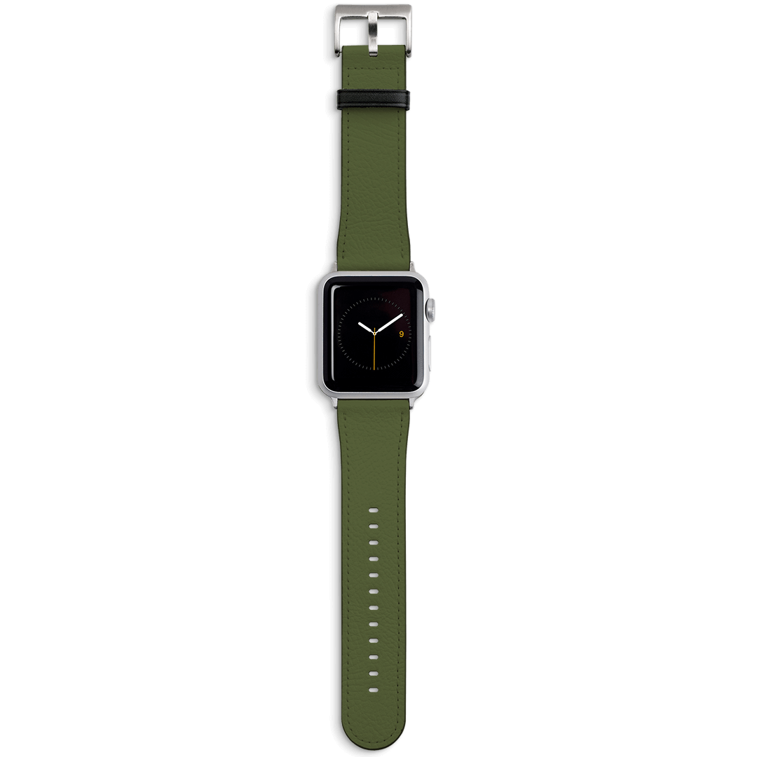 Forest Green Apple Watch Band Watch Strap 42/44 MM Silver by The Dairy - The Dairy