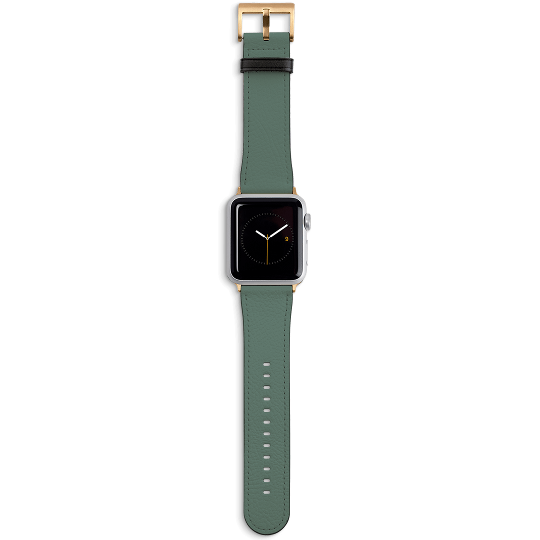 Hunter Green Apple Watch Band Watch Strap 42/44 MM Gold by The Dairy - The Dairy
