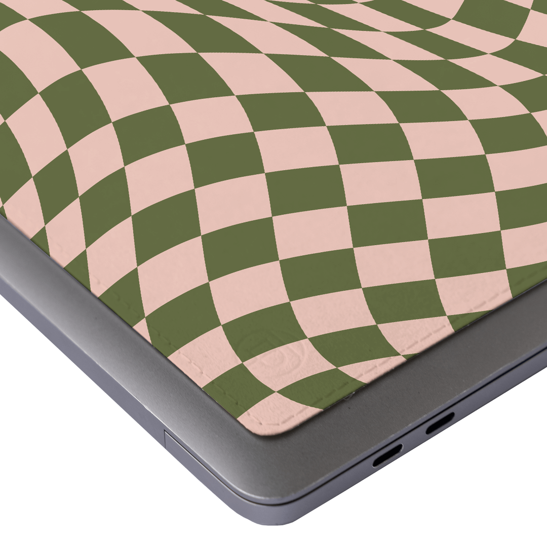 Wavy Check Forest on Blush Laptop Skin Laptop Skin by The Dairy - The Dairy