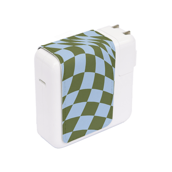 Wavy Check Forest on Sky Power Adapter Skin Power Adapter Skin Small by The Dairy - The Dairy