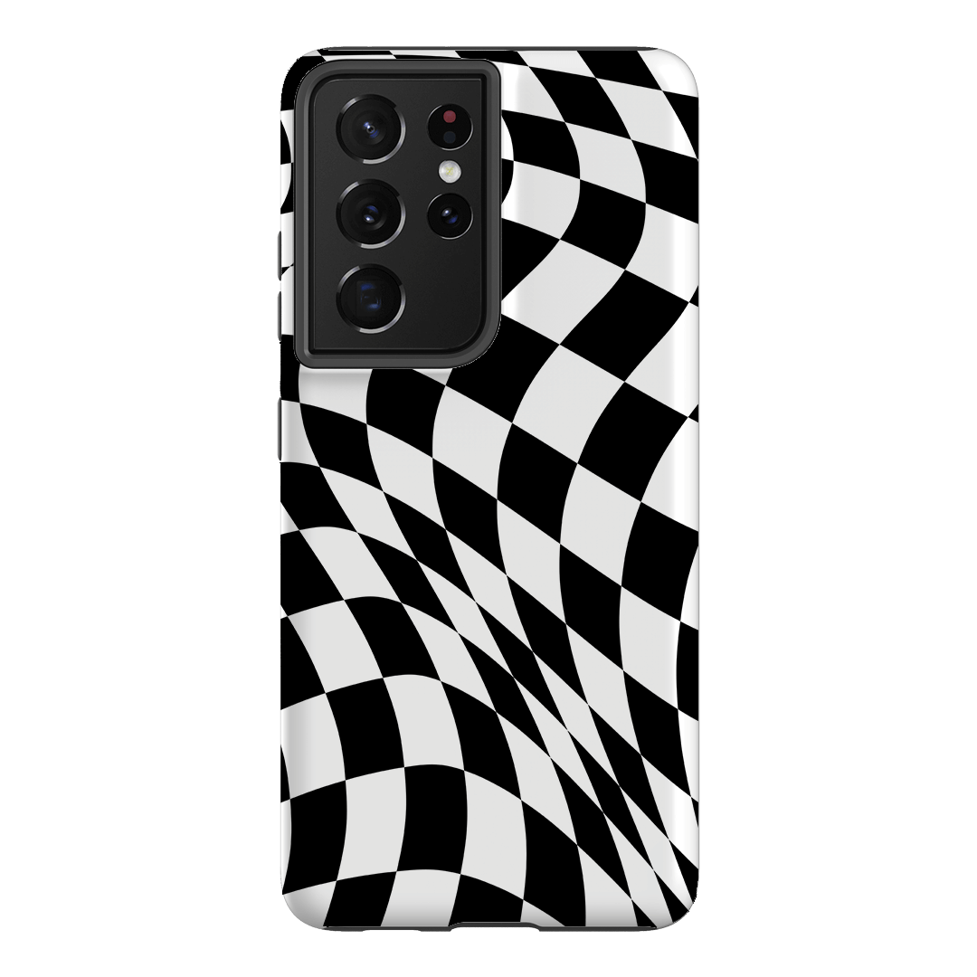 Wavy Check Noir Matte Case Matte Phone Cases Samsung Galaxy S21 Ultra / Armoured by The Dairy - The Dairy
