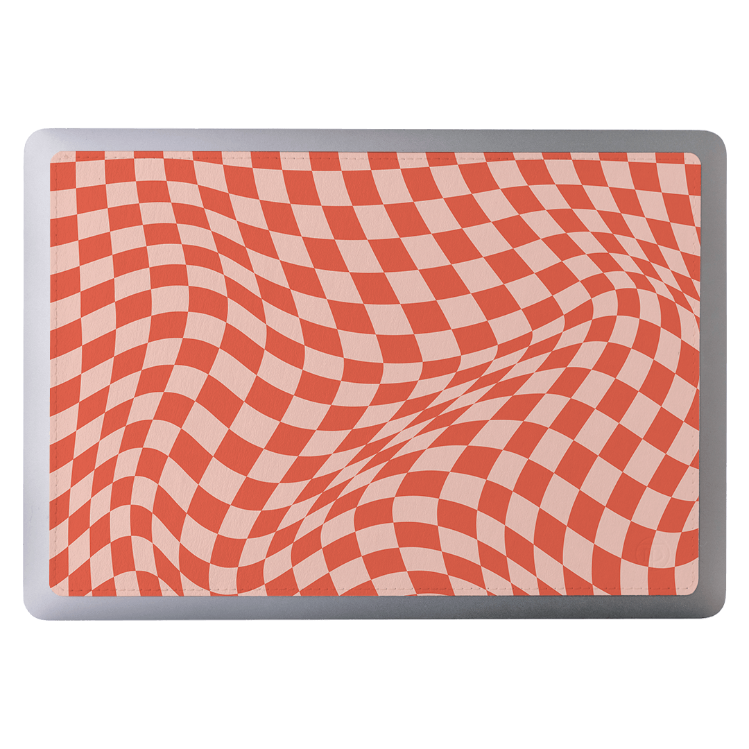 Wavy Check Scarlet on Blush Laptop Skin Laptop Skin by The Dairy - The Dairy