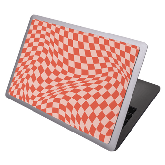 Wavy Check Scarlet on Blush Laptop Skin Laptop Skin by The Dairy - The Dairy