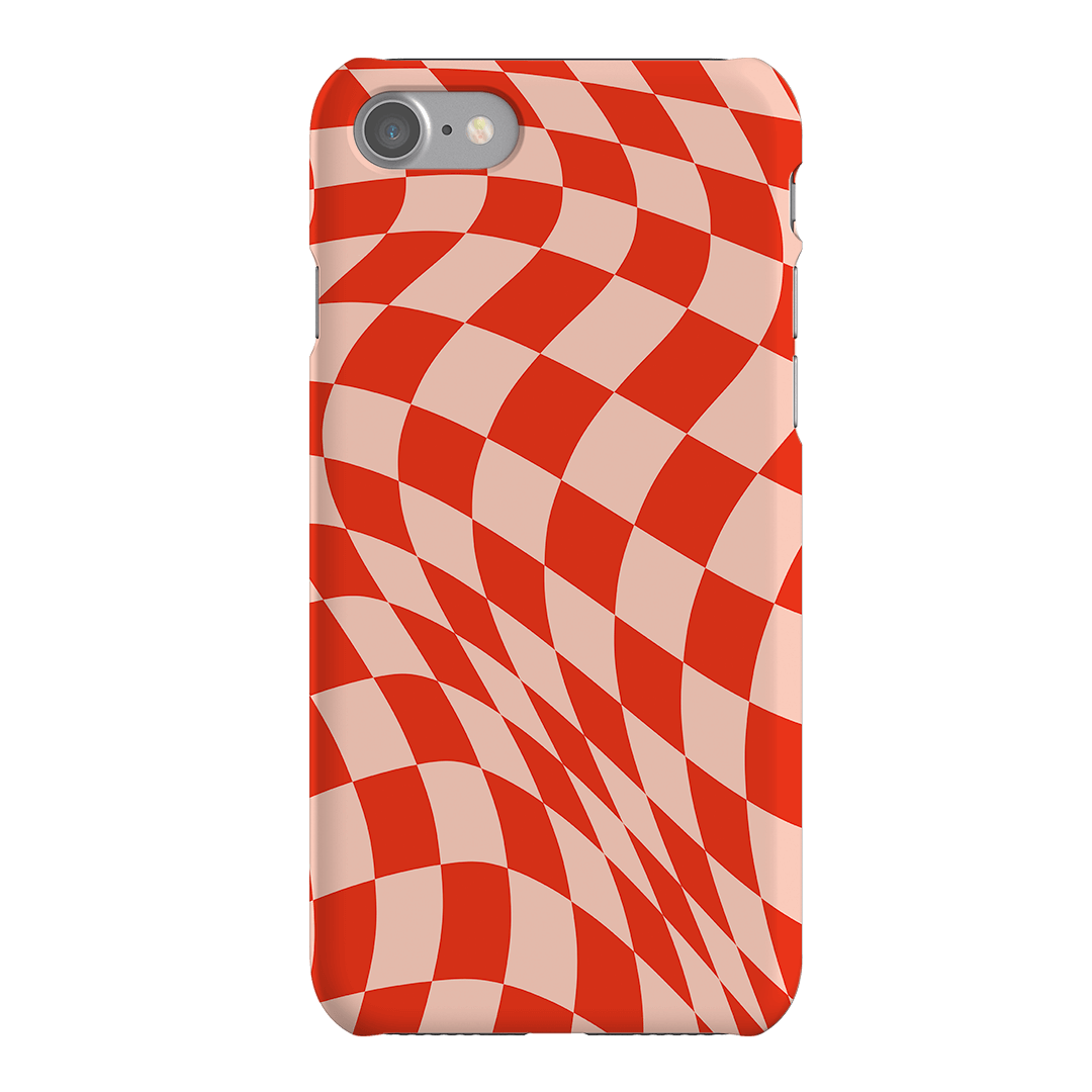 Wavy Check Scarlet on Blush Matte Case Matte Phone Cases iPhone SE / Snap by The Dairy - The Dairy