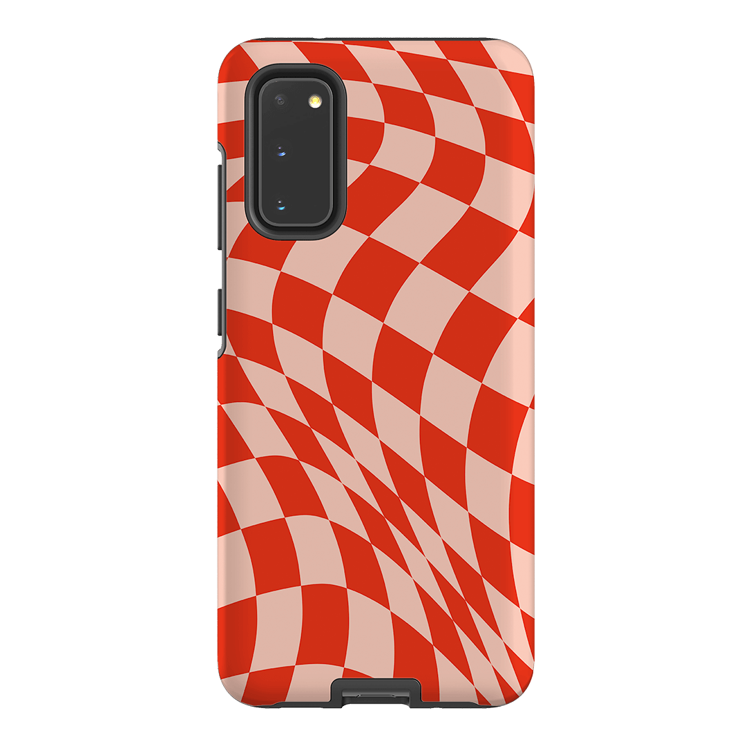 Wavy Check Scarlet on Blush Matte Case Matte Phone Cases Samsung Galaxy S20 / Armoured by The Dairy - The Dairy