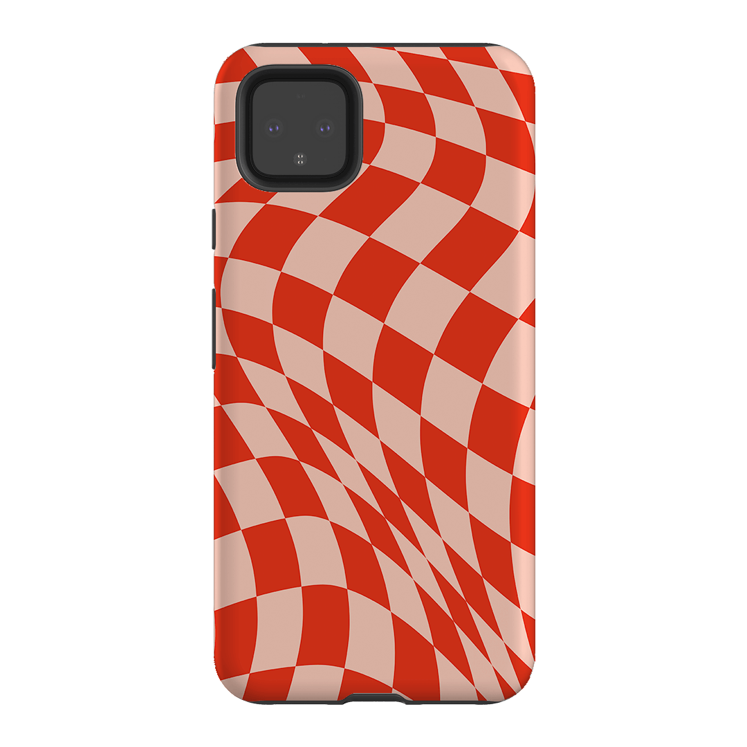 Wavy Check Scarlet on Blush Matte Case Matte Phone Cases Google Pixel 4XL / Armoured by The Dairy - The Dairy