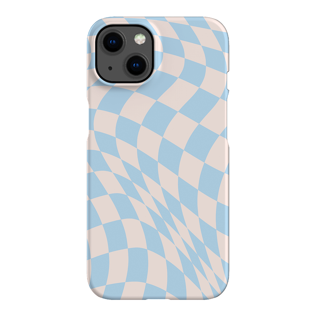 Wavy Check Sky on Light Blush Matte Phone Cases iPhone 13 / Snap by The Dairy - The Dairy
