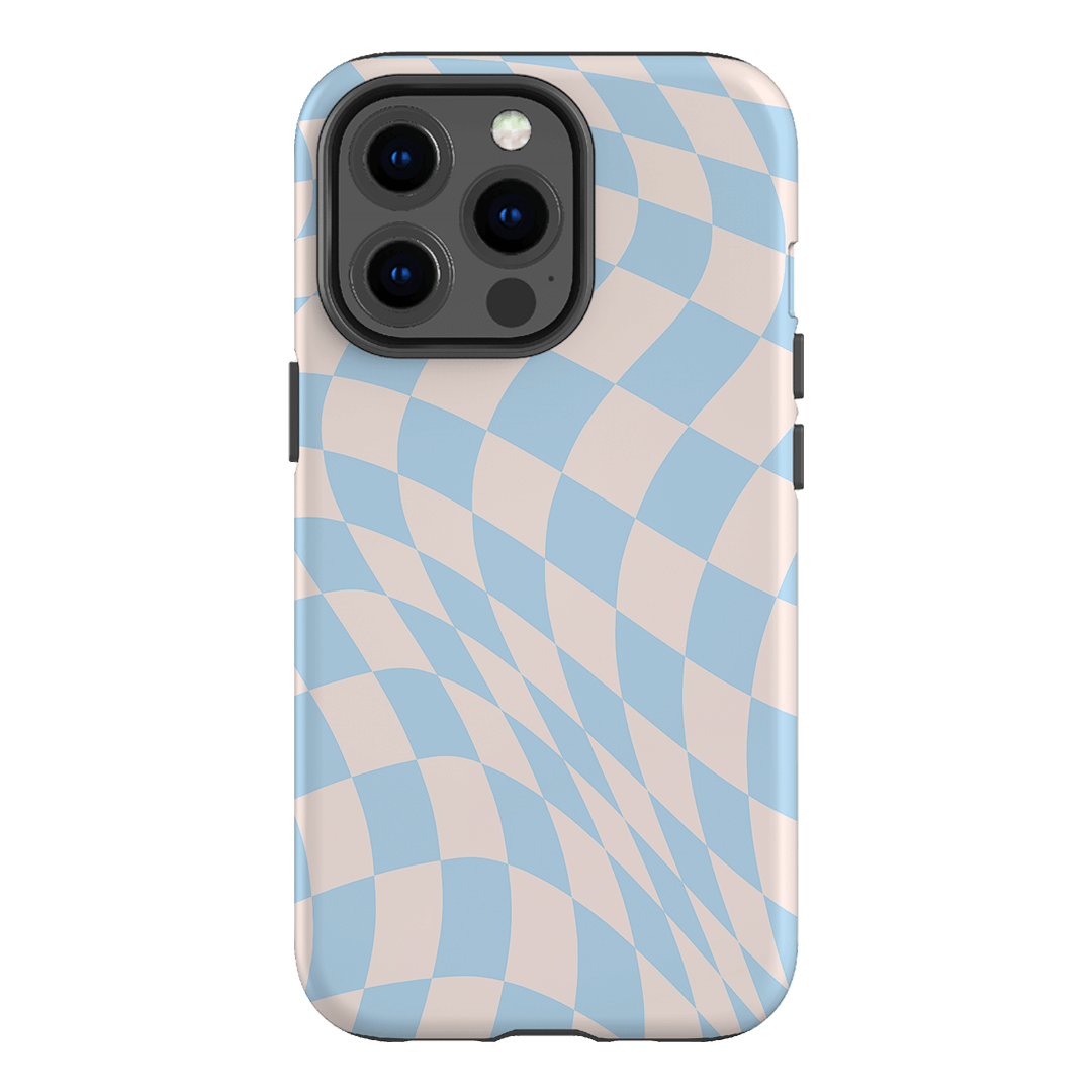 Wavy Check Sky on Light Blush Matte Phone Cases iPhone 13 Pro / Armoured by The Dairy - The Dairy