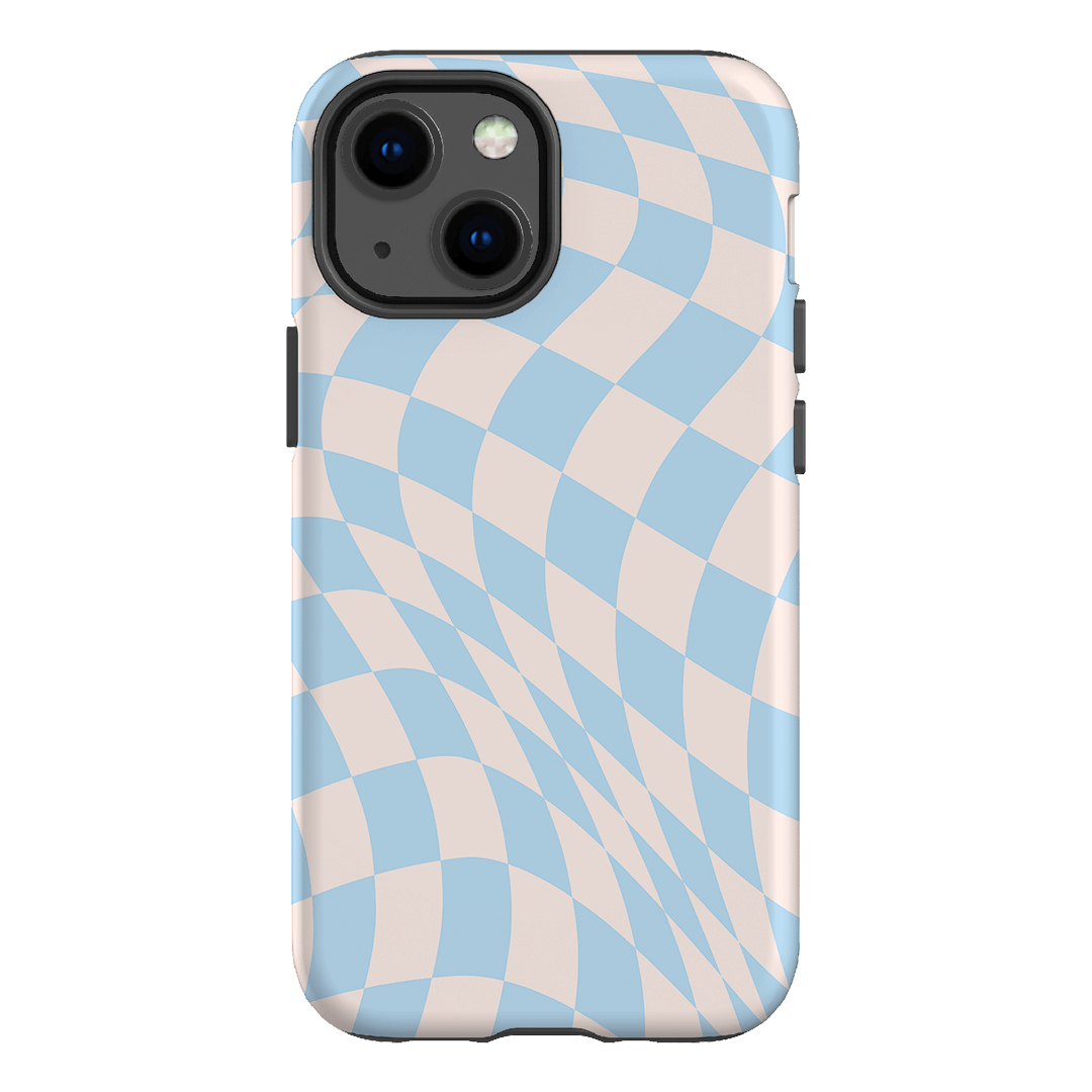 Wavy Check Sky on Light Blush Matte Phone Cases iPhone 13 Mini / Armoured by The Dairy - The Dairy