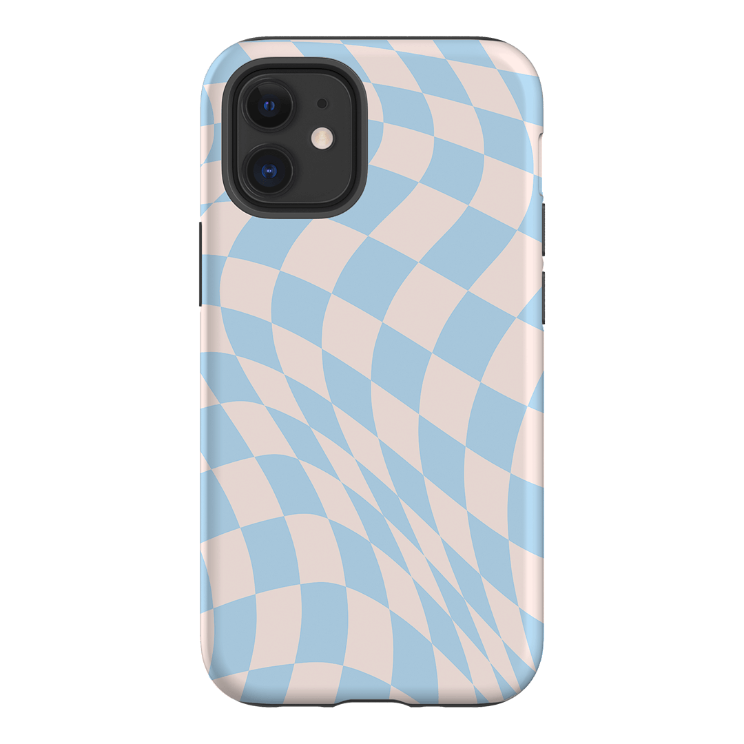 Wavy Check Sky on Light Blush Matte Phone Cases iPhone 12 / Armoured by The Dairy - The Dairy