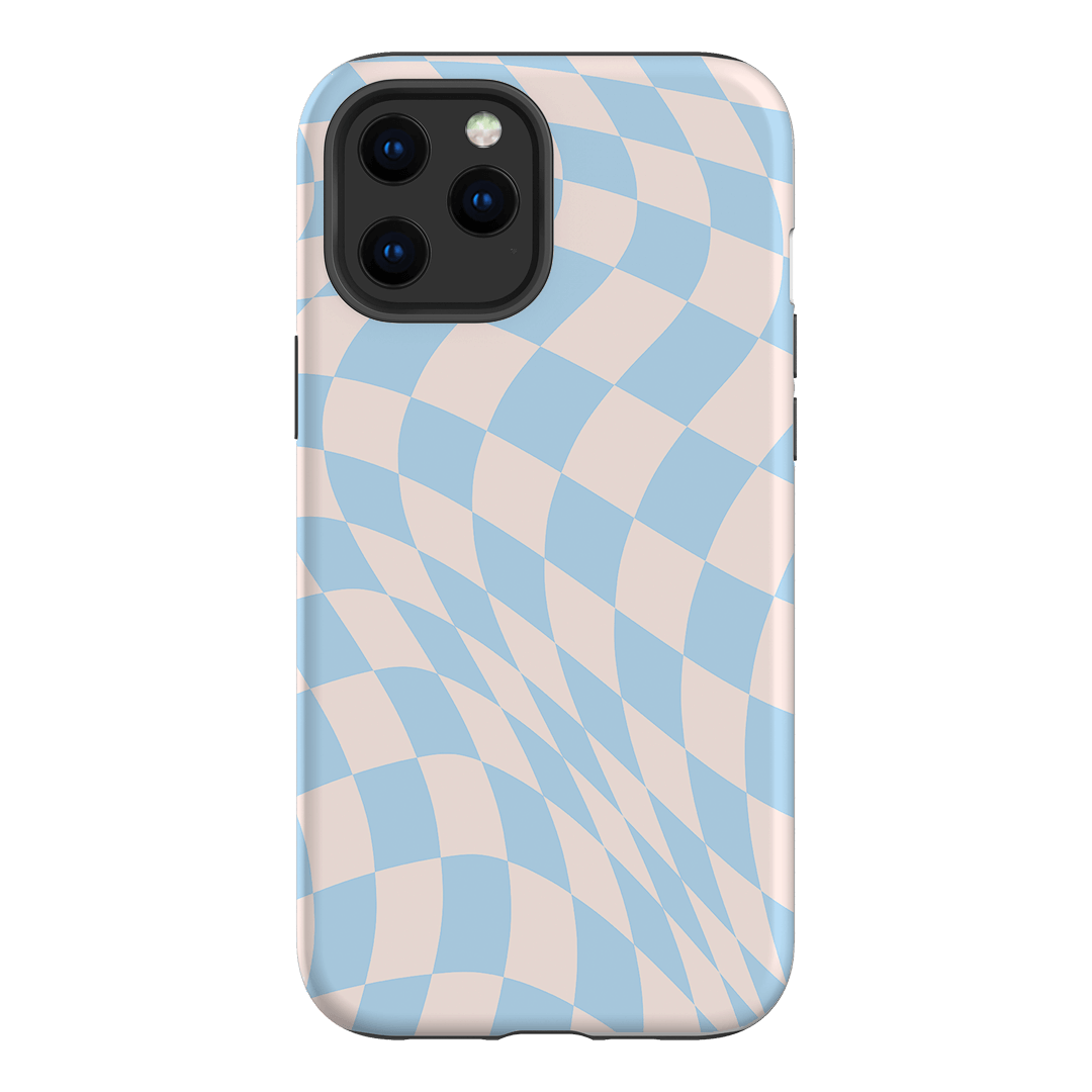 Wavy Check Sky on Light Blush Matte Phone Cases iPhone 12 Pro Max / Armoured by The Dairy - The Dairy