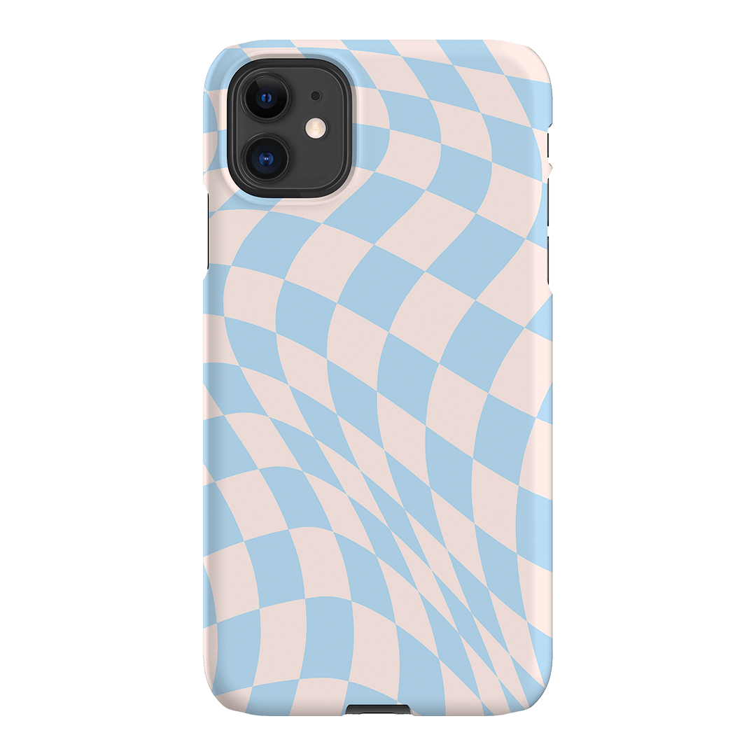 Wavy Check Sky on Light Blush Matte Phone Cases iPhone 11 / Snap by The Dairy - The Dairy