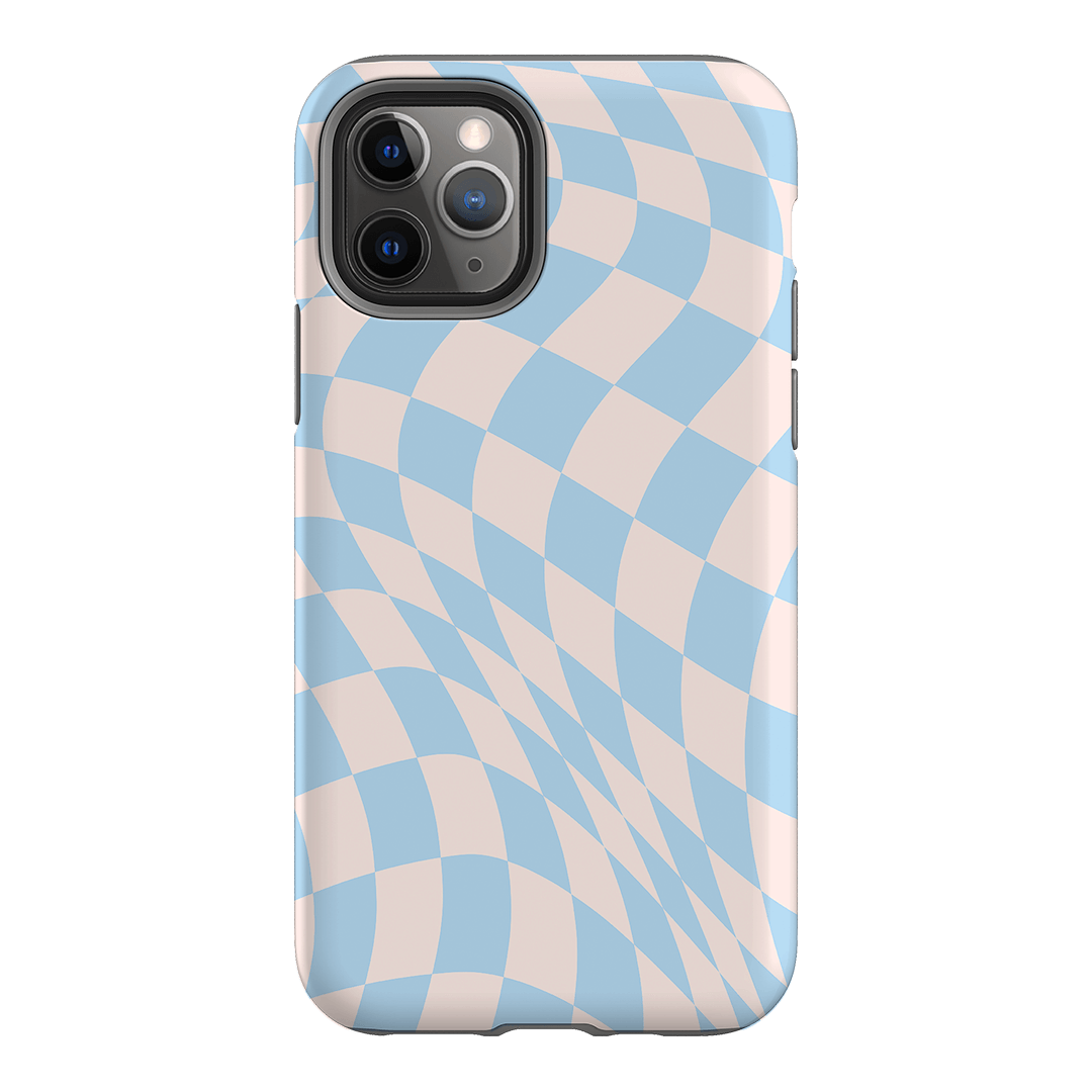 Wavy Check Sky on Light Blush Matte Phone Cases iPhone 11 Pro / Armoured by The Dairy - The Dairy