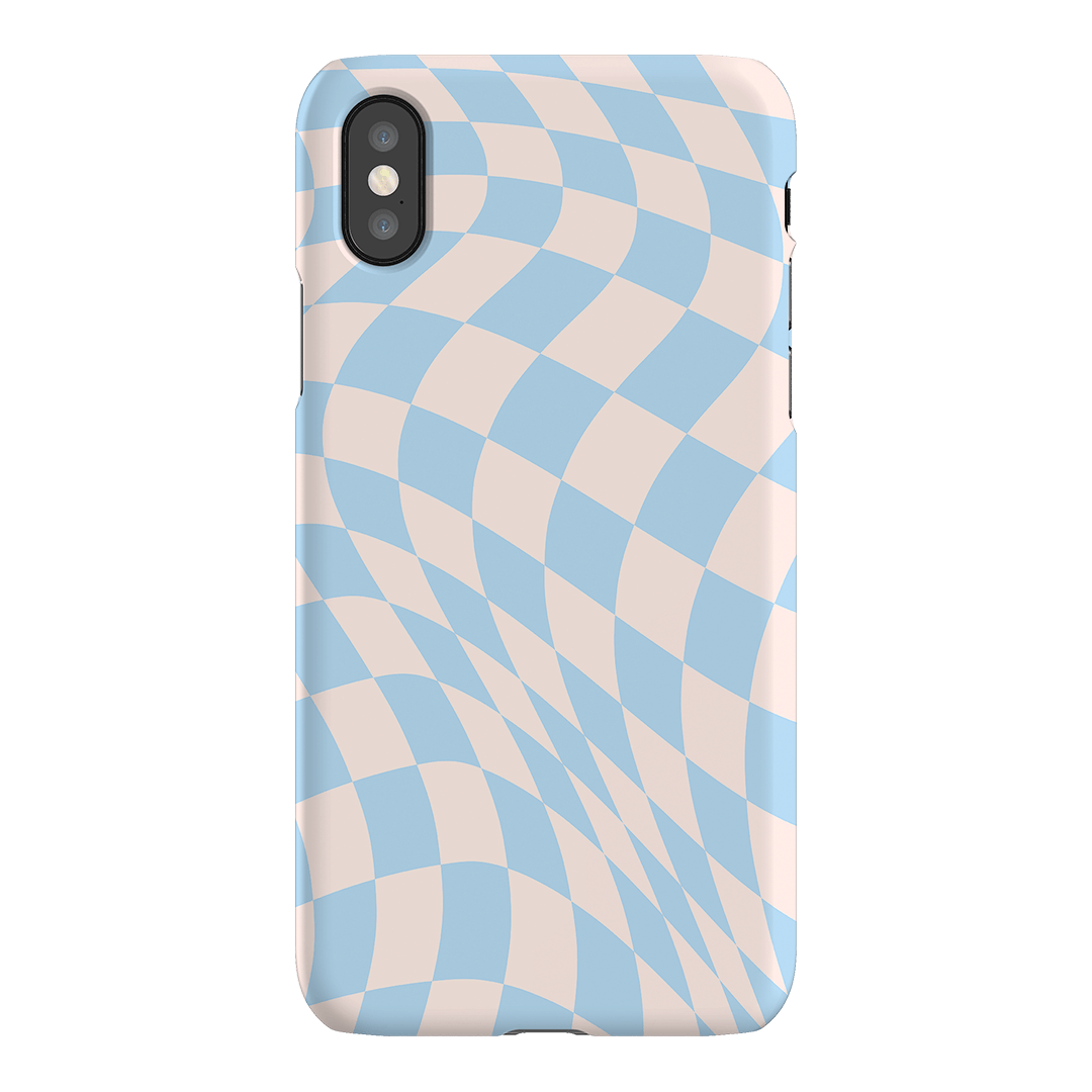 Wavy Check Sky on Light Blush Matte Phone Cases iPhone XS / Snap by The Dairy - The Dairy