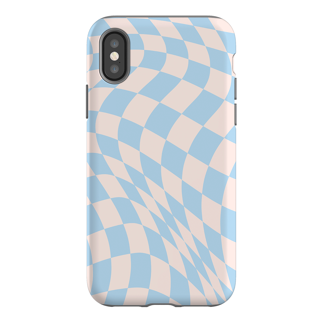 Wavy Check Sky on Light Blush Matte Phone Cases iPhone XS / Armoured by The Dairy - The Dairy