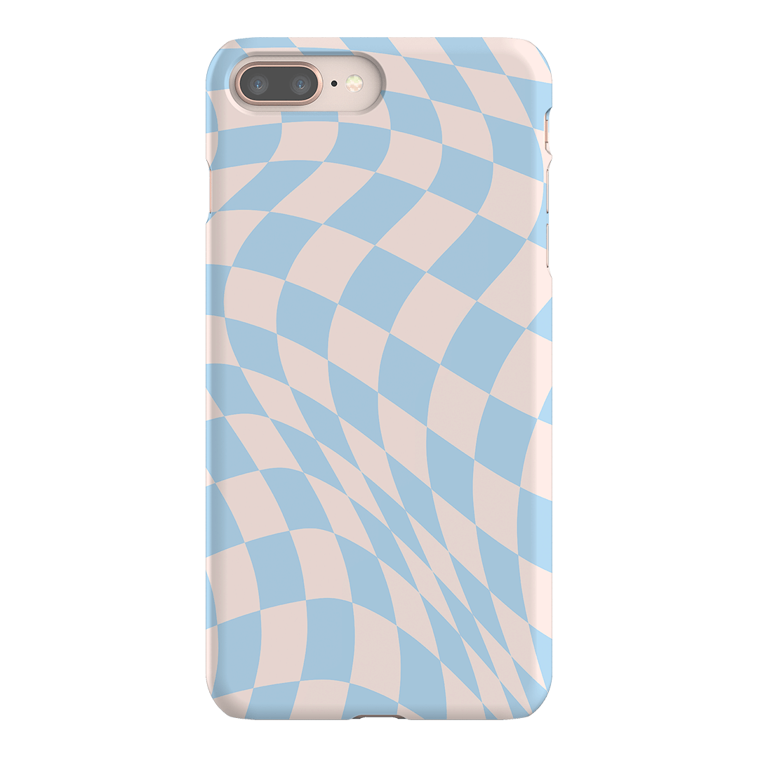 Wavy Check Sky on Light Blush Matte Phone Cases iPhone 8 Plus / Snap by The Dairy - The Dairy