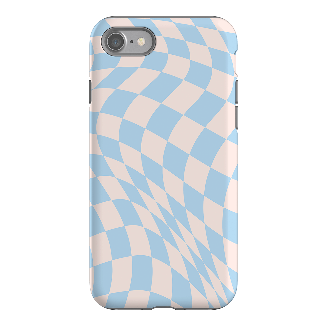 Wavy Check Sky on Light Blush Matte Phone Cases iPhone SE / Armoured by The Dairy - The Dairy