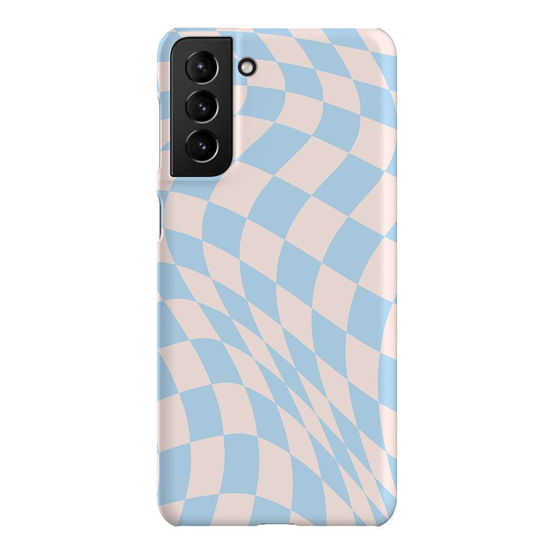 Wavy Check Sky on Light Blush Matte Phone Cases Samsung Galaxy S21 Plus / Snap by The Dairy - The Dairy