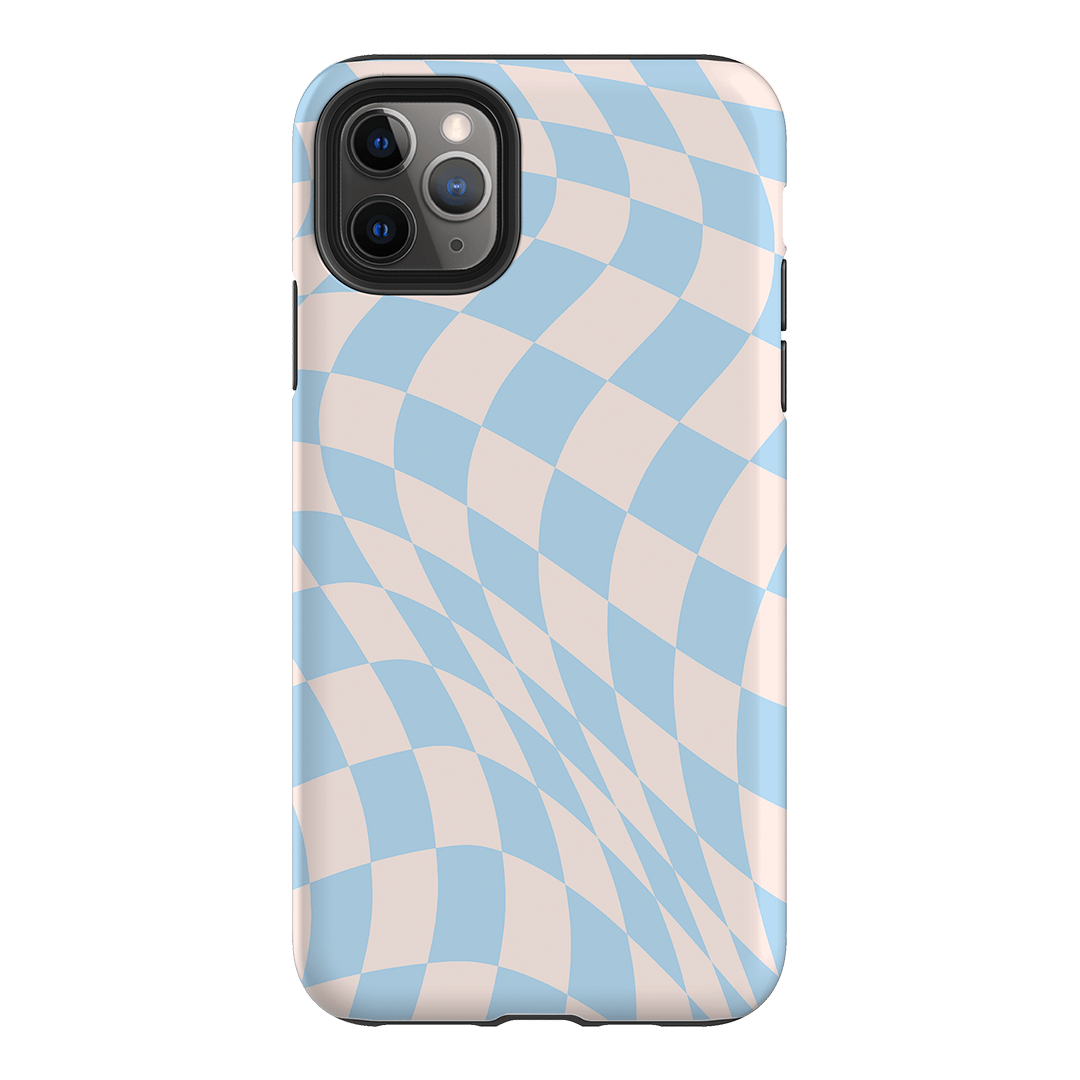 Wavy Check Sky on Light Blush Matte Phone Cases iPhone 11 Pro Max / Armoured by The Dairy - The Dairy