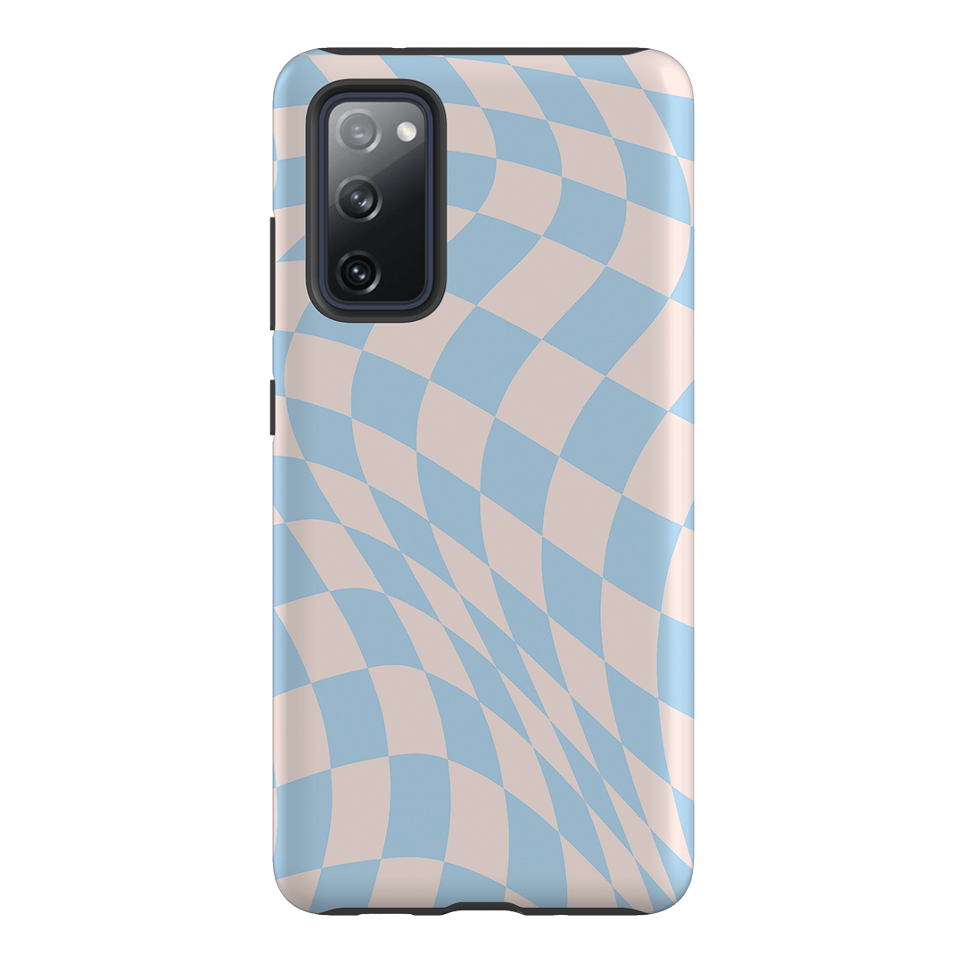 Wavy Check Sky on Light Blush Matte Phone Cases Samsung Galaxy S20 FE / Armoured by The Dairy - The Dairy