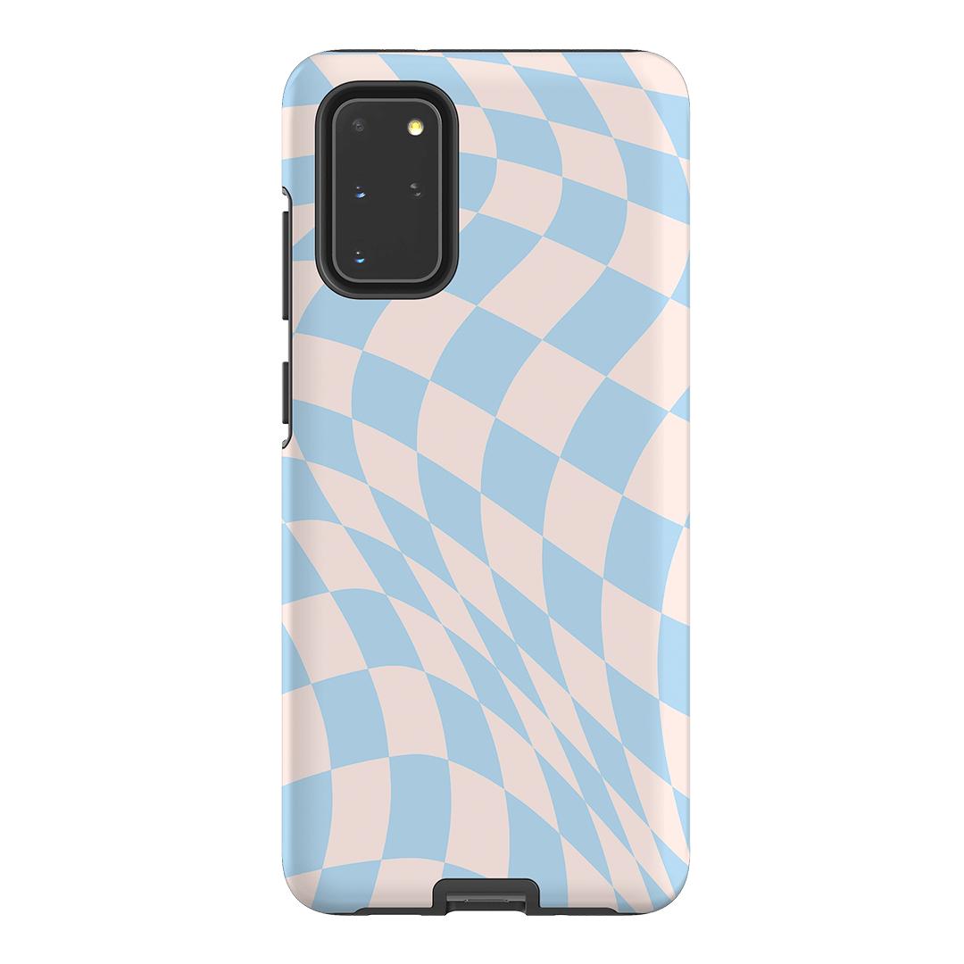 Wavy Check Sky on Light Blush Matte Phone Cases Samsung Galaxy S20 Plus / Armoured by The Dairy - The Dairy