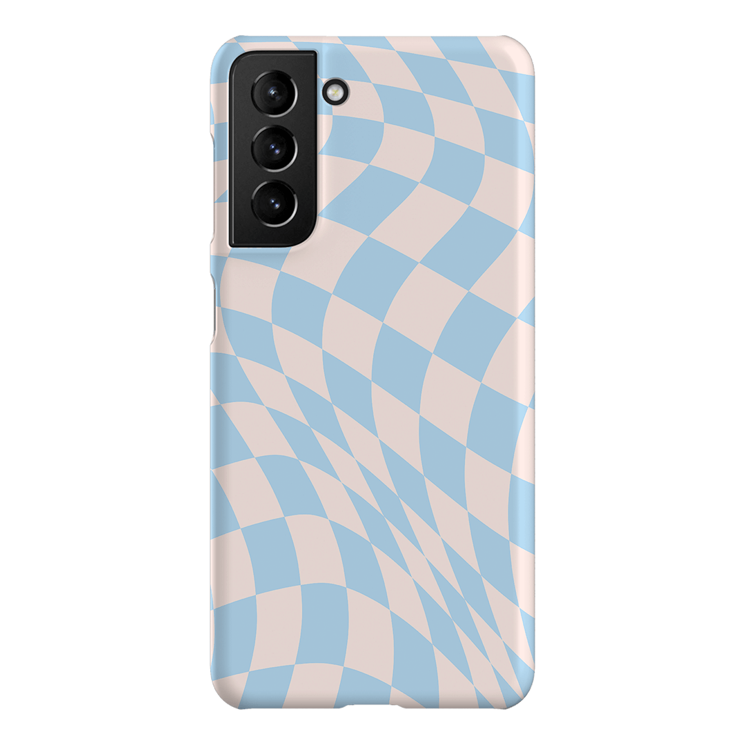 Wavy Check Sky on Light Blush Matte Phone Cases Samsung Galaxy S21 / Snap by The Dairy - The Dairy