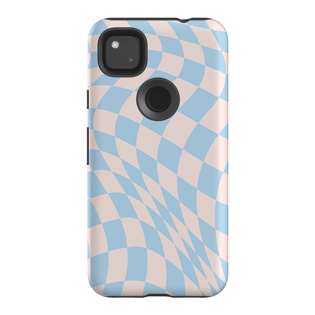Wavy Check Sky on Light Blush Matte Phone Cases Google Pixel 4A 4G / Armoured by The Dairy - The Dairy