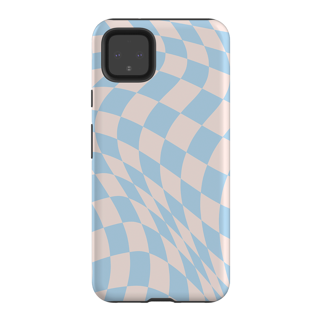 Wavy Check Sky on Light Blush Matte Phone Cases Google Pixel 4XL / Armoured by The Dairy - The Dairy