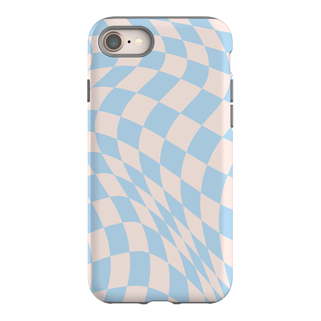 Wavy Check Sky on Light Blush Matte Phone Cases iPhone 8 / Armoured by The Dairy - The Dairy