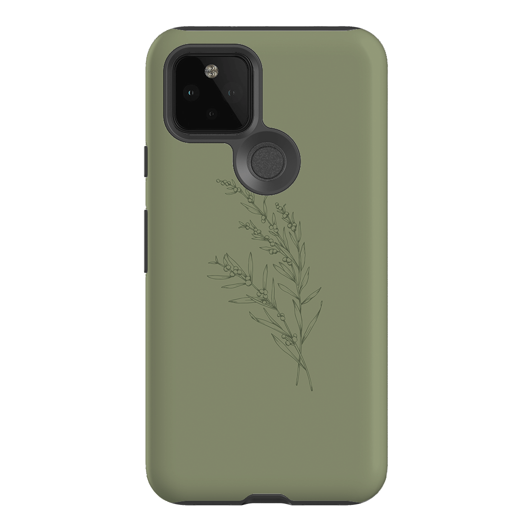 Khaki Wattle Printed Phone Cases Google Pixel 5 / Armoured by Typoflora - The Dairy